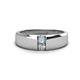 1 - Ethan 3.00 mm Round Aquamarine and Forever Brilliant Moissanite 2 Stone Men Wedding Ring 