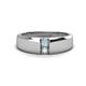 1 - Ethan 3.00 mm Round Aquamarine and Opal 2 Stone Men Wedding Ring 