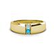 1 - Ethan 3.00 mm Round Aquamarine and Turquoise 2 Stone Men Wedding Ring 
