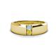 1 - Ethan 3.00 mm Round Aquamarine and Yellow Diamond 2 Stone Men Wedding Ring 
