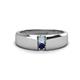 1 - Ethan 3.00 mm Round Aquamarine and Blue Sapphire 2 Stone Men Wedding Ring 