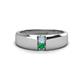 1 - Ethan 3.00 mm Round Aquamarine and Emerald 2 Stone Men Wedding Ring 