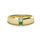 1 - Ethan 3.00 mm Round Aquamarine and Emerald 2 Stone Men Wedding Ring 