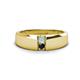 1 - Ethan 3.00 mm Round Aquamarine and Black Diamond 2 Stone Men Wedding Ring 