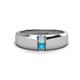 1 - Ethan 3.00 mm Round Aquamarine and Turquoise 2 Stone Men Wedding Ring 