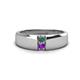 1 - Ethan 3.00 mm Round Lab Created Alexandrite and Amethyst 2 Stone Men Wedding Ring 