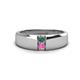 1 - Ethan 3.00 mm Round Lab Created Alexandrite and Pink Sapphire 2 Stone Men Wedding Ring 