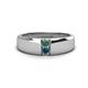 1 - Ethan 3.00 mm Round Lab Created Alexandrite and Blue Diamond 2 Stone Men Wedding Ring 