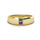 1 - Ethan 3.00 mm Round Lab Created Alexandrite and Amethyst 2 Stone Men Wedding Ring 