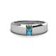1 - Ethan 3.00 mm Round Lab Created Alexandrite and Turquoise 2 Stone Men Wedding Ring 