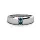1 - Ethan 3.00 mm Round Blue Diamond and London Blue Topaz 2 Stone Men Wedding Ring 