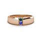 1 - Ethan 3.00 mm Round Blue Diamond and Tanzanite 2 Stone Men Wedding Ring 