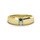 1 - Ethan 3.00 mm Round Blue Diamond and Aquamarine 2 Stone Men Wedding Ring 
