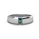 1 - Ethan 3.00 mm Round Blue Diamond and Lab Created Alexandrite 2 Stone Men Wedding Ring 