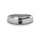 1 - Ethan 3.00 mm Round Blue Diamond and Blue Sapphire 2 Stone Men Wedding Ring 