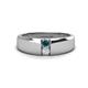 1 - Ethan 3.00 mm Round Blue Diamond and White Sapphire 2 Stone Men Wedding Ring 
