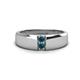 1 - Ethan 3.00 mm Round Blue Diamond 2 Stone Men Wedding Ring 