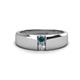 1 - Ethan 3.00 mm Round Blue Diamond and Forever Brilliant Moissanite 2 Stone Men Wedding Ring 