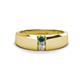 1 - Ethan 3.00 mm Round Blue Diamond and Forever Brilliant Moissanite 2 Stone Men Wedding Ring 