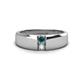1 - Ethan 3.00 mm Round Blue Diamond and Opal 2 Stone Men Wedding Ring 