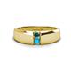 1 - Ethan 3.00 mm Round Blue Diamond and Turquoise 2 Stone Men Wedding Ring 