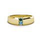 1 - Ethan 3.00 mm Round Blue Diamond and Blue Topaz 2 Stone Men Wedding Ring 