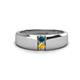 1 - Ethan 3.00 mm Round Blue Diamond and Citrine 2 Stone Men Wedding Ring 