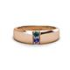 1 - Ethan 3.00 mm Round Blue Diamond and Iolite 2 Stone Men Wedding Ring 