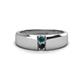 1 - Ethan 3.00 mm Round Blue Diamond and Black Diamond 2 Stone Men Wedding Ring 
