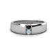 1 - Ethan 3.00 mm Round Black Diamond and Aquamarine 2 Stone Men Wedding Ring 