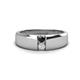 1 - Ethan 3.00 mm Round Black Diamond and White Sapphire 2 Stone Men Wedding Ring 