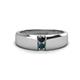 1 - Ethan 3.00 mm Round Black Diamond and London Blue Topaz 2 Stone Men Wedding Ring 