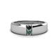 1 - Ethan 3.00 mm Round Black Diamond and Lab Created Alexandrite 2 Stone Men Wedding Ring 