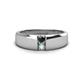 1 - Ethan 3.00 mm Round Black Diamond and Opal 2 Stone Men Wedding Ring 
