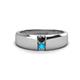 1 - Ethan 3.00 mm Round Black Diamond and Turquoise 2 Stone Men Wedding Ring 