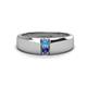 1 - Ethan 3.00 mm Round Blue Topaz and Iolite 2 Stone Men Wedding Ring 