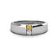 1 - Ethan 3.00 mm Round Citrine and White Sapphire 2 Stone Men Wedding Ring 