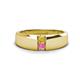 1 - Ethan 3.00 mm Round Citrine and Pink Sapphire 2 Stone Men Wedding Ring 