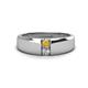 1 - Ethan 3.00 mm Round Citrine and Diamond 2 Stone Men Wedding Ring 