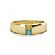 1 - Ethan 3.00 mm Round Citrine and Turquoise 2 Stone Men Wedding Ring 