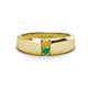 1 - Ethan 3.00 mm Round Citrine and Emerald 2 Stone Men Wedding Ring 