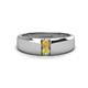 1 - Ethan 3.00 mm Round Citrine and Yellow Diamond 2 Stone Men Wedding Ring 