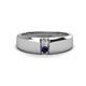 1 - Ethan 0.21 ctw (3.00 mm) Round Natural Diamond and Blue Sapphire 2 Stone Men Wedding Ring 
