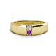 1 - Ethan 0.18 ctw (3.00 mm) Round Natural Diamond and Amethyst 2 Stone Men Wedding Ring 