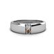 1 - Ethan 0.20 ctw (3.00 mm) Round Natural Diamond and Smoky Quartz 2 Stone Men Wedding Ring 