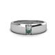 1 - Ethan 0.22 ctw (3.00 mm) Round Natural Diamond and Lab Created Alexandrite 2 Stone Men Wedding Ring 