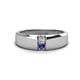 1 - Ethan 0.18 ctw (3.00 mm) Round Natural Diamond and Iolite 2 Stone Men Wedding Ring 