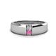 1 - Ethan 0.27 ctw (3.00 mm) Round Natural Diamond and Pink Sapphire 2 Stone Men Wedding Ring 