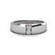 1 - Ethan 0.18 ctw (3.00 mm) Round Natural Diamond and Aquamarine 2 Stone Men Wedding Ring 