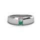1 - Ethan 0.18 ctw (3.00 mm) Round Natural Diamond and Emerald 2 Stone Men Wedding Ring 